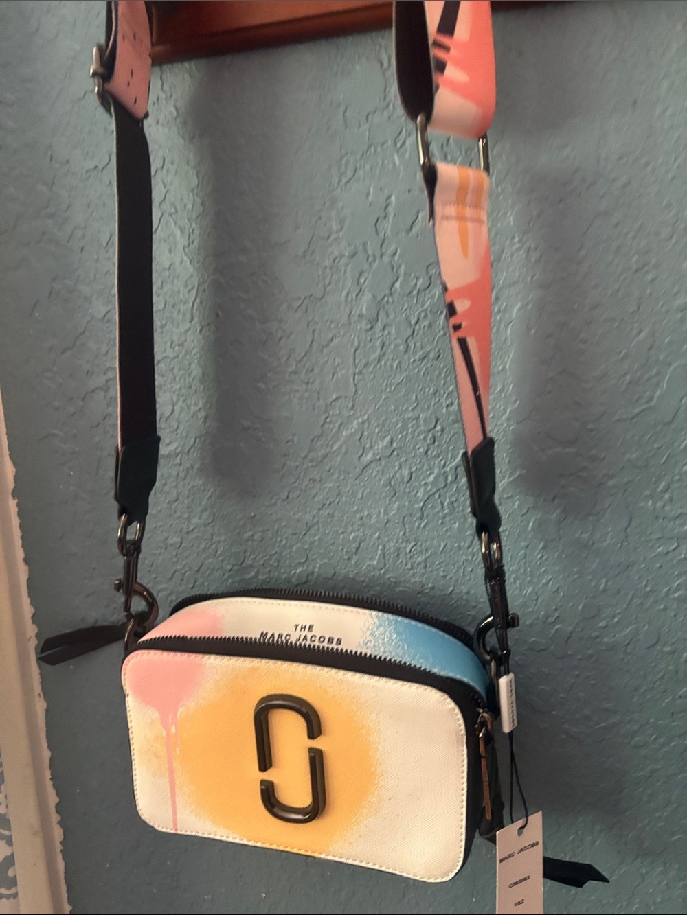 Marc Jacob’s Pastel Spray Paint Snapshot Crossbody Bag W 2 Removable Straps NWT